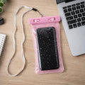 Pink waterproof phone pouch bag for beach