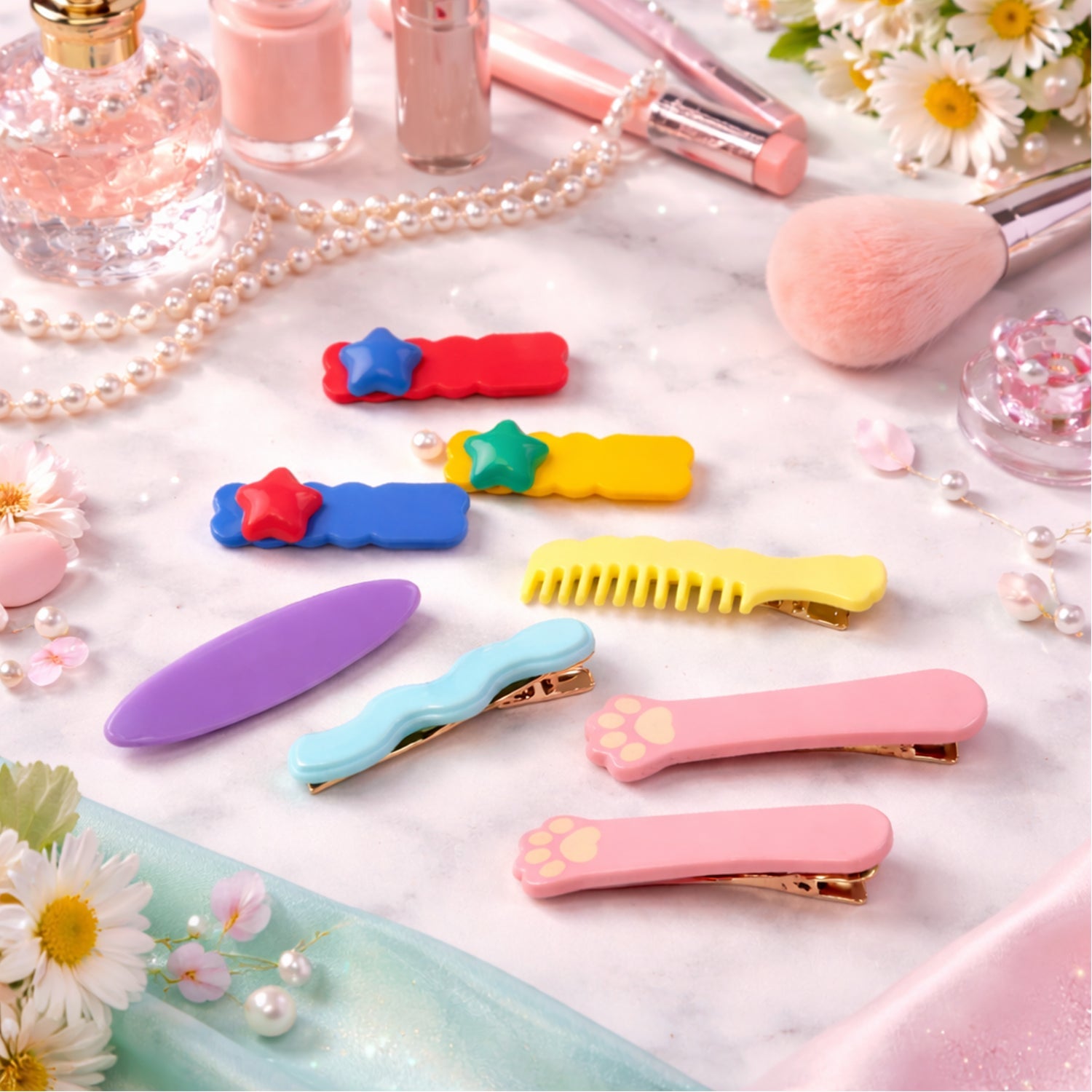 Cute Stylish Design Hair Clips Set (1 Set, Mix Design)