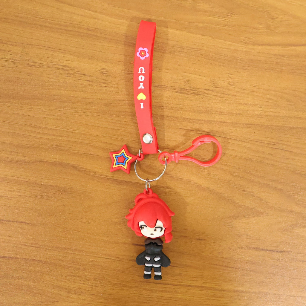 Cute Cartoon Girl Character Keychain with Strap and Decorative Charm (1 Pc)
