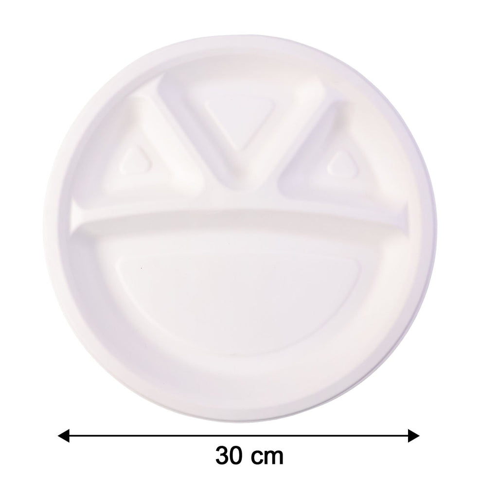 Vegnar 4 Compartment Disposable Food Serving Plate Set (10 Pc)