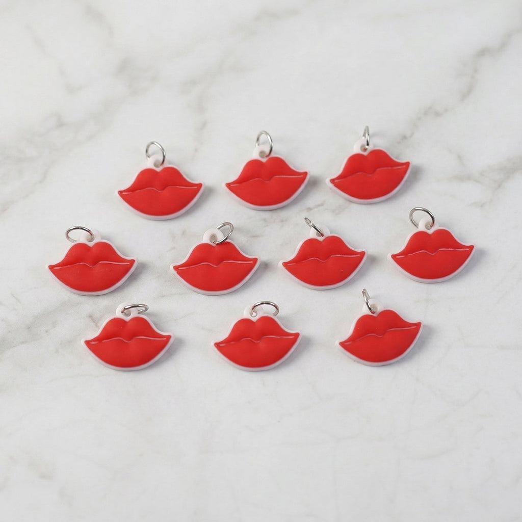 Cute Lips Shape Bag Charm Keychain Set (10 Pc)
