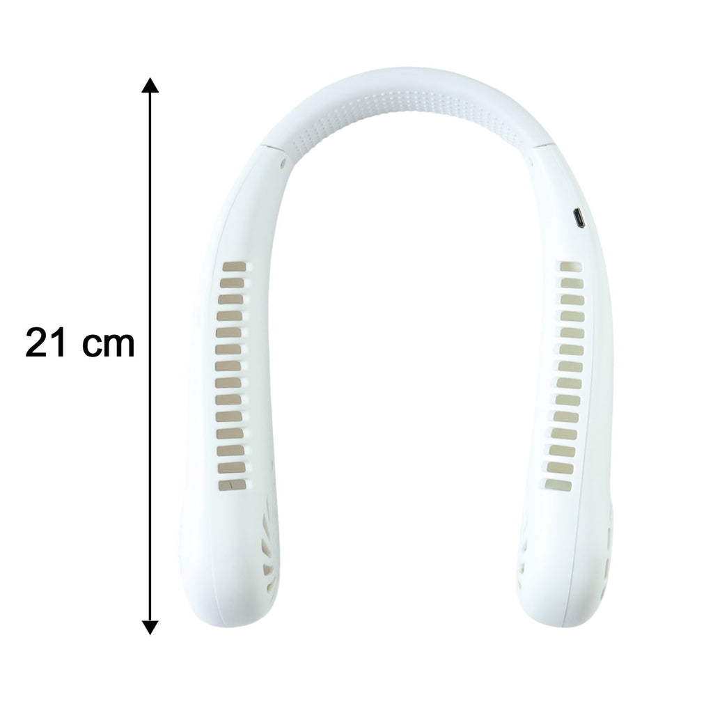 Portable Rechargeable Neck Fan (1 Pc, White Color)