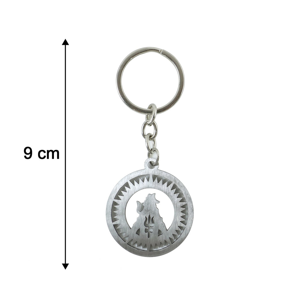 Premium Metal Round Mahakal Keychain 1 Pc