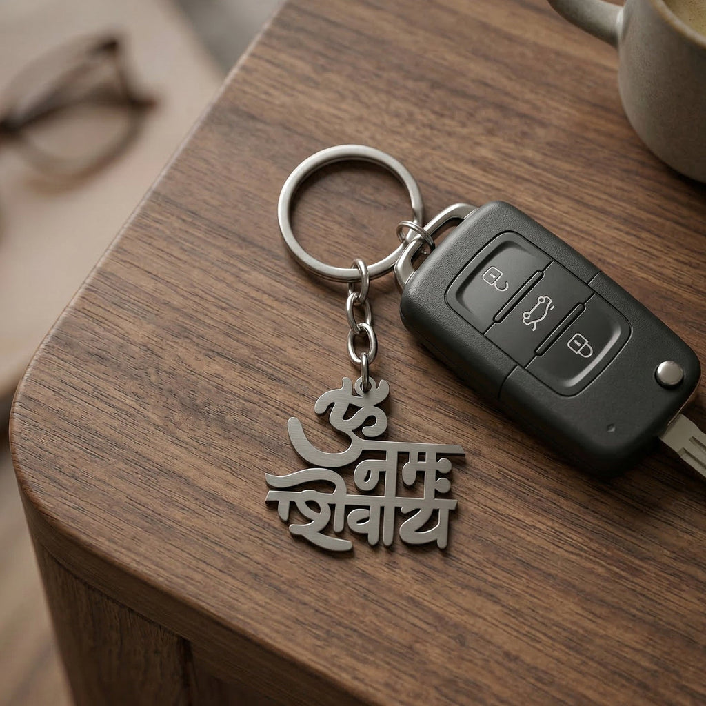 shiva mantra metal keychain